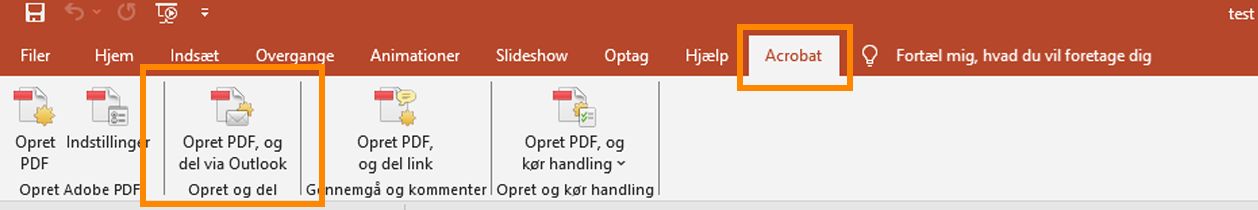 Opret PDF, og del via Outlook