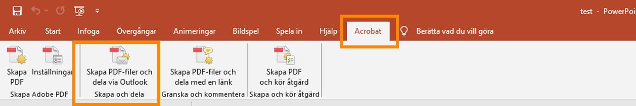Skapa PDF-filer och dela via Outlook