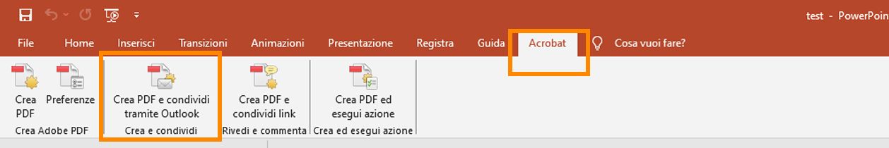 Crea PDF e condividi tramite Outlook