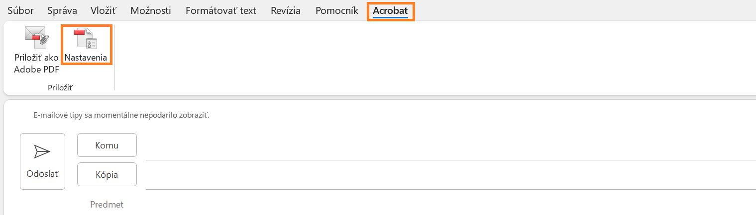 Nastavenia služby Adobe Document Cloud
