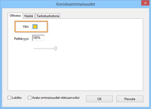 Muuta korostusväriä -asetus