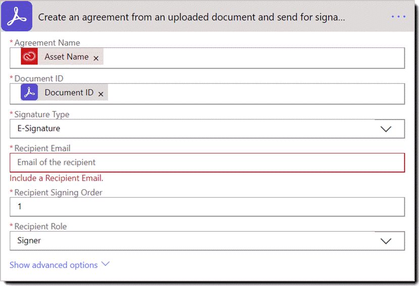  Handling: Opprett en avtale fra et opplastet dokument og send til signering