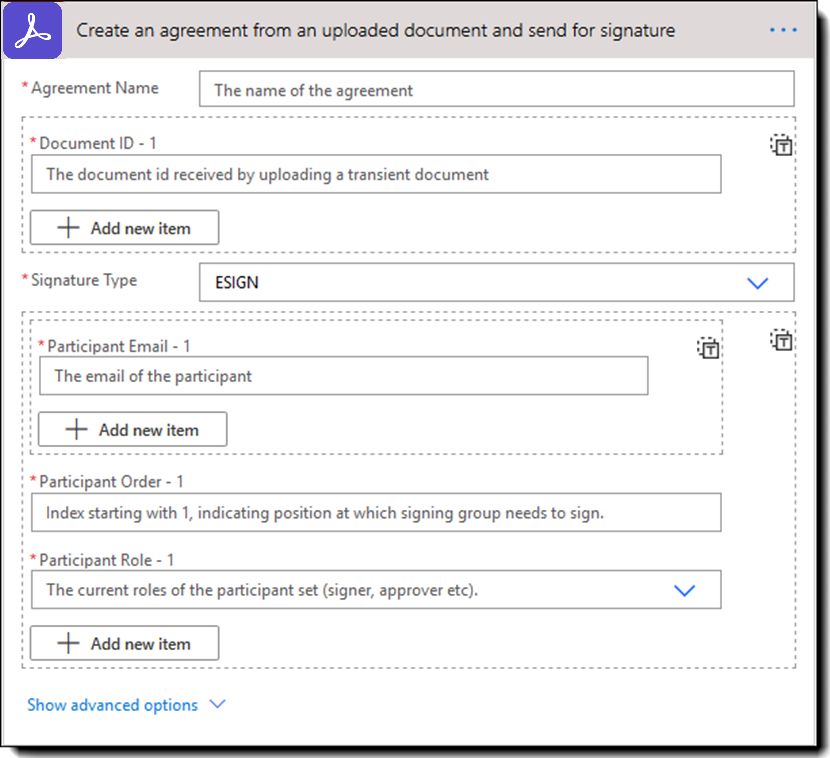 Crea un accordo da un documento caricato e invialo per la firma