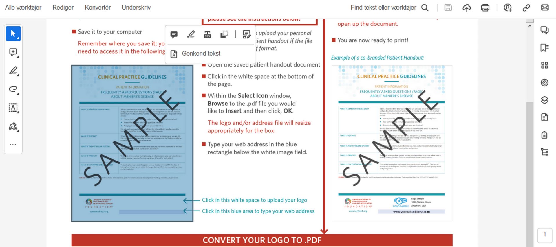 Handlinger ved billedmarkering