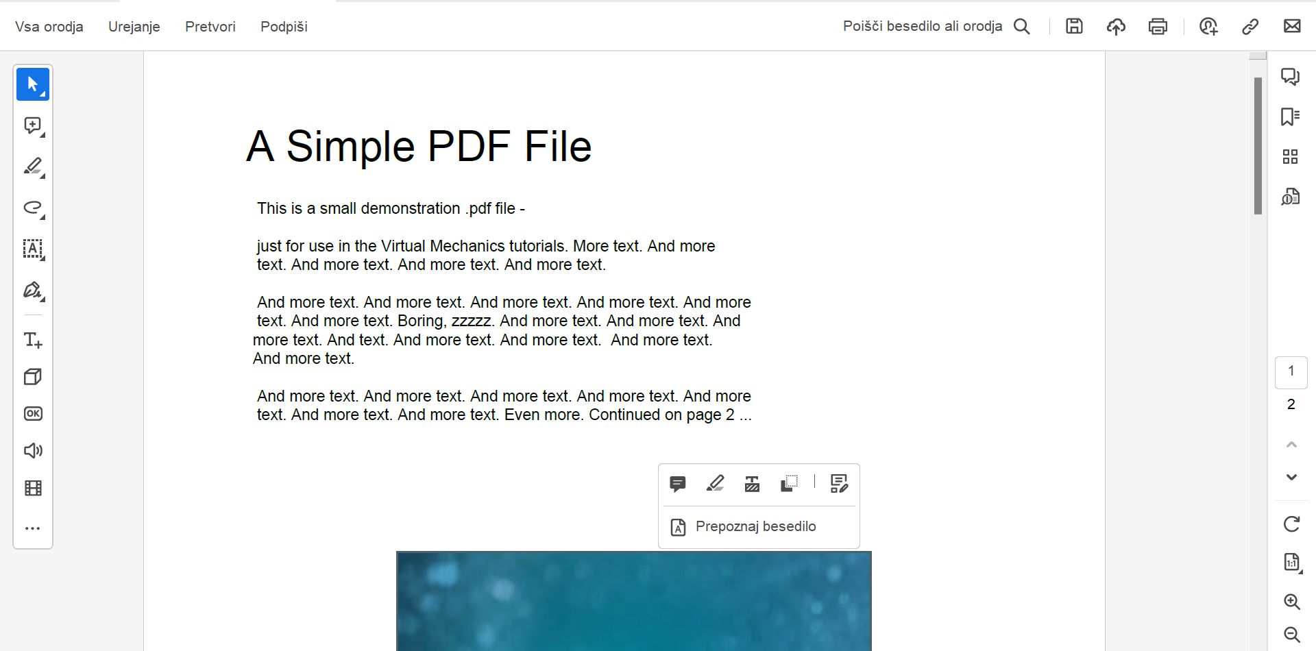 Izbira dejanj za sliko