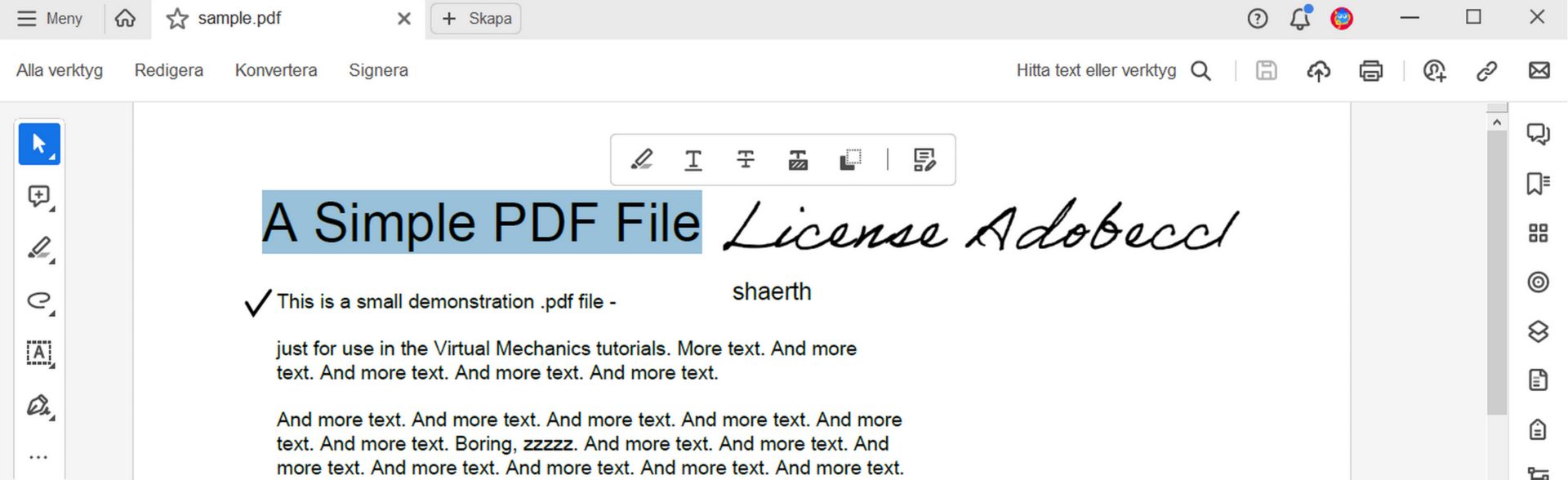 Åtgärder vid textval