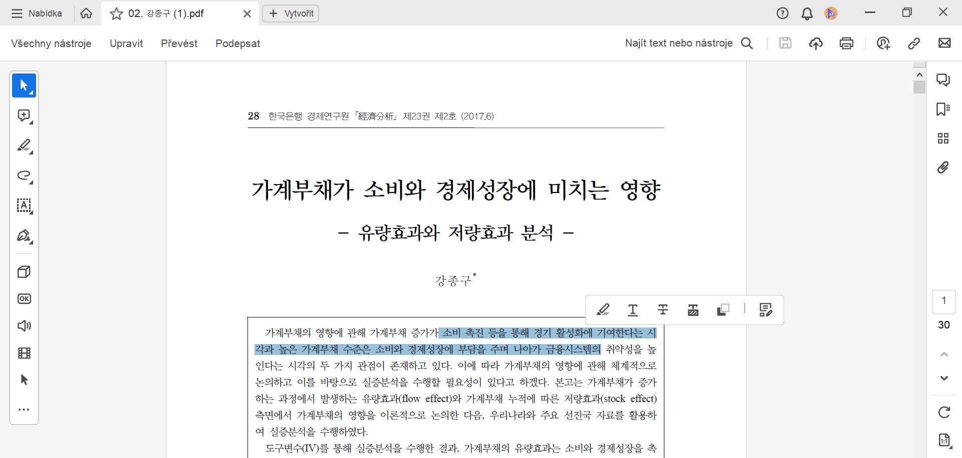 Akce na vybraném textu