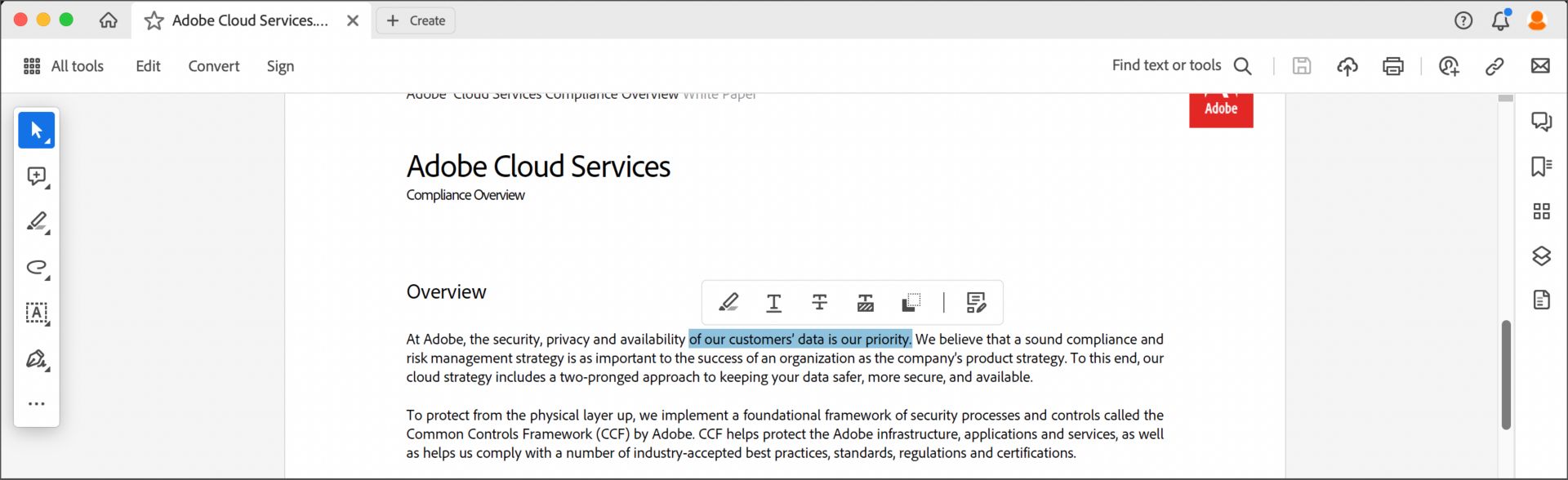 פעולות בבחירת טקסט