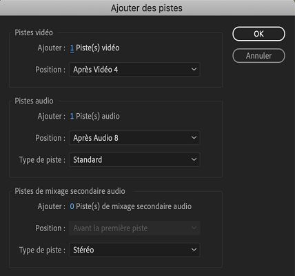 La boîte de dialogue Ajouter des pistes