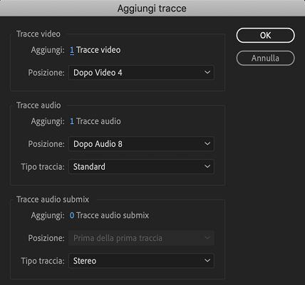 Finestra di dialogo Aggiungi tracce