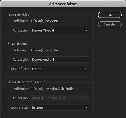 Caixa de diálogo Adicionar faixas