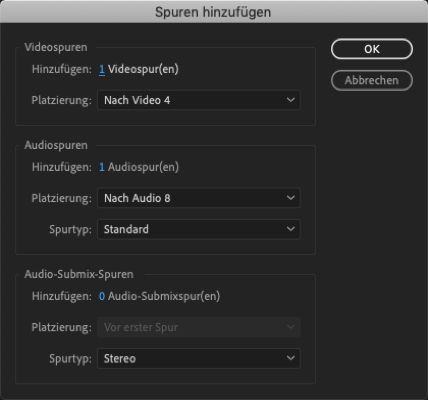 Dialogfeld „Spuren hinzufügen“