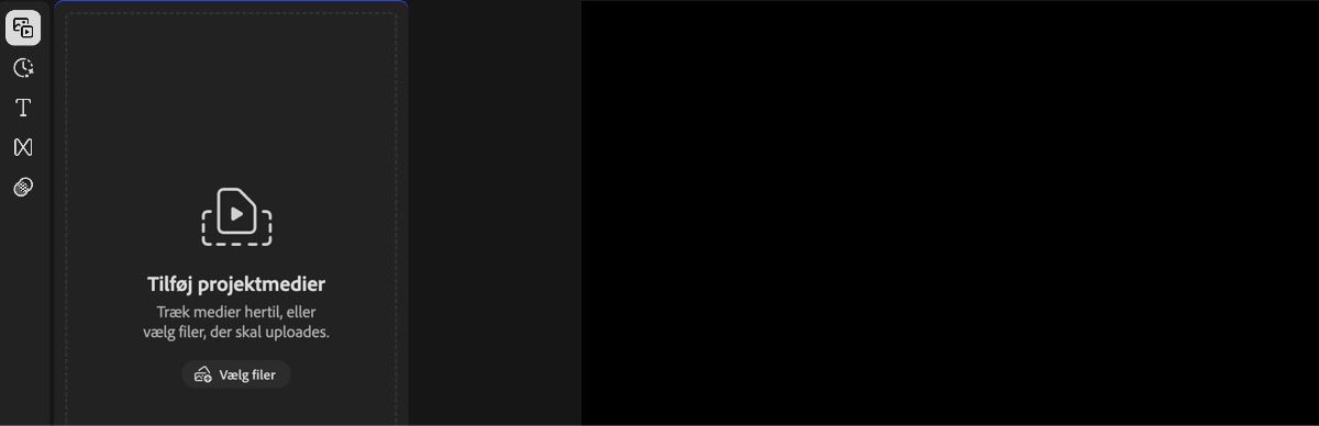 Indstillingen Dine medier er fremhævet på siden Firefly-videoeditor.