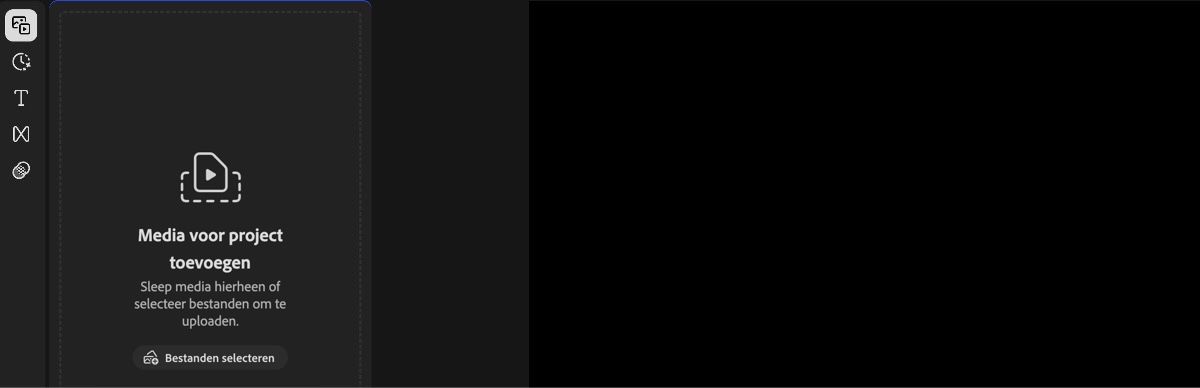 De optie Je media is gemarkeerd op de pagina van de video-editor van Firefly.