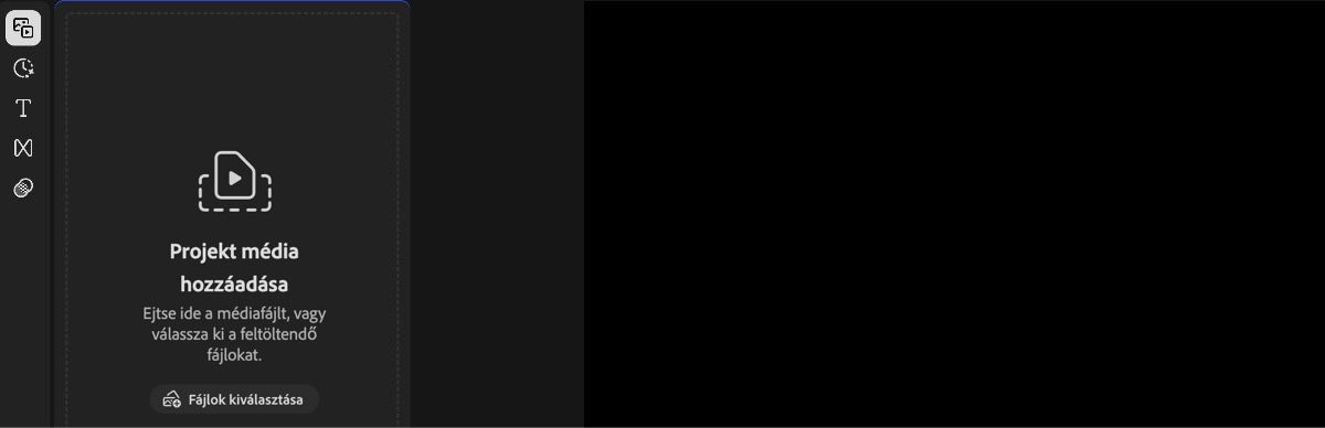 A Saját média lehetőség ki van emelve a Firefly Video Editor oldalon.