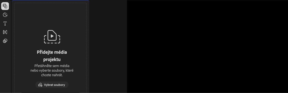 Možnost Vaše média je zvýrazněna na stránce Firefly Video Editor.