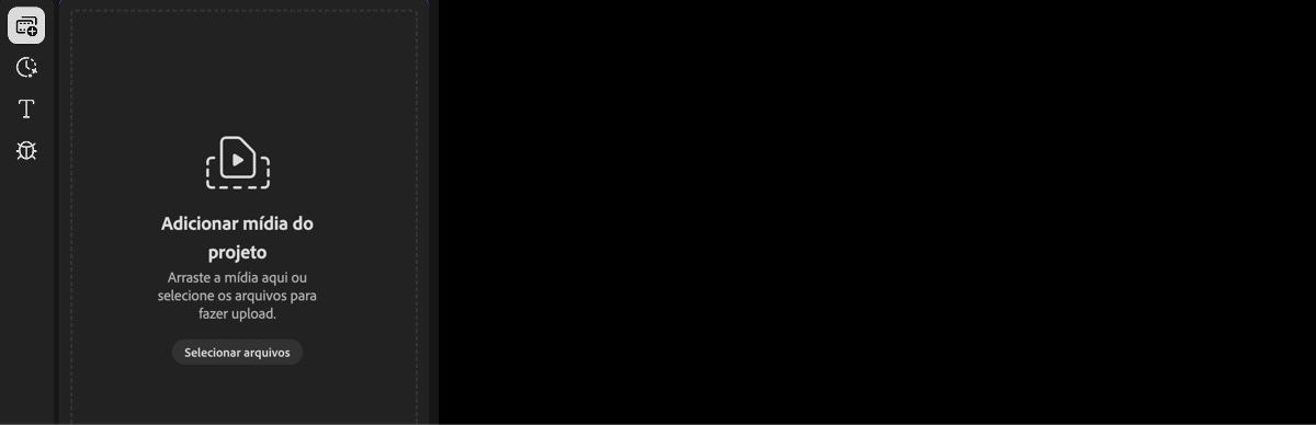 A opção Suas mídias está destacada na página do editor de vídeo Firefly.