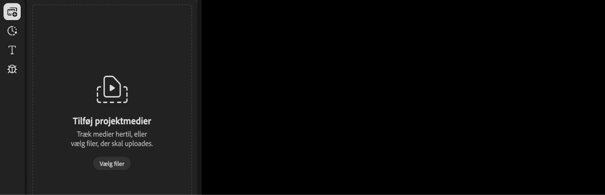 Indstillingen Dine medier er fremhævet på siden Firefly-videoeditor.