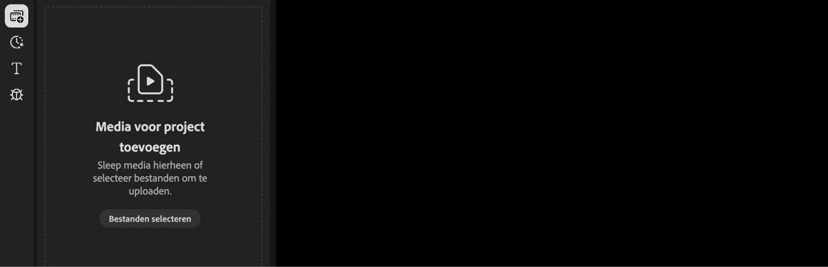 De optie Je media is gemarkeerd op de pagina van de video-editor van Firefly.