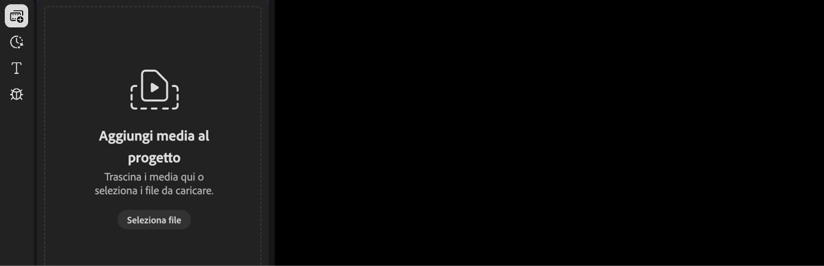 L'opzione I tuoi media è evidenziata nella pagina dell'Editor video Firefly.