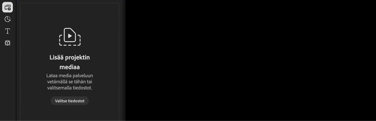 Media-vaihtoehto on korostettuna Fireflyn videoeditorin sivulla.