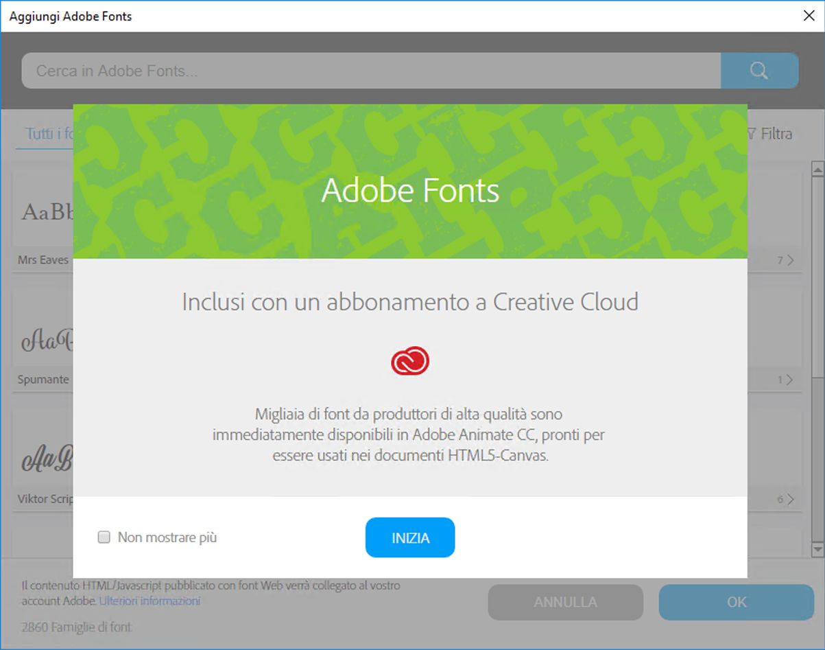 Aggiungi Adobe Fonts