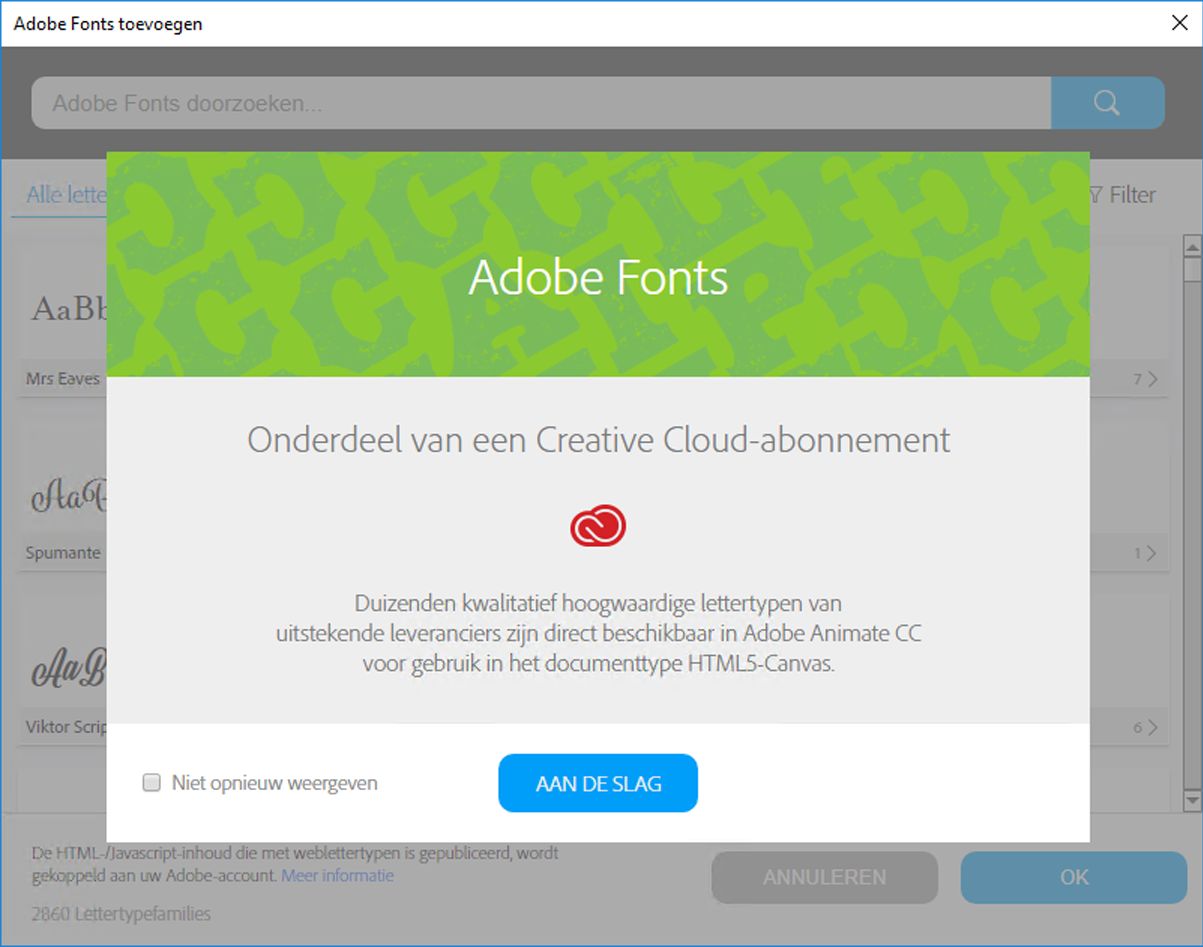 Adobe Fonts toevoegen