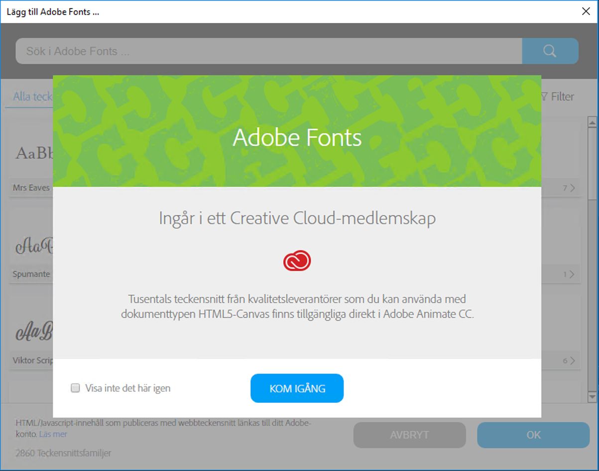 Lägg till Adobe Fonts ...