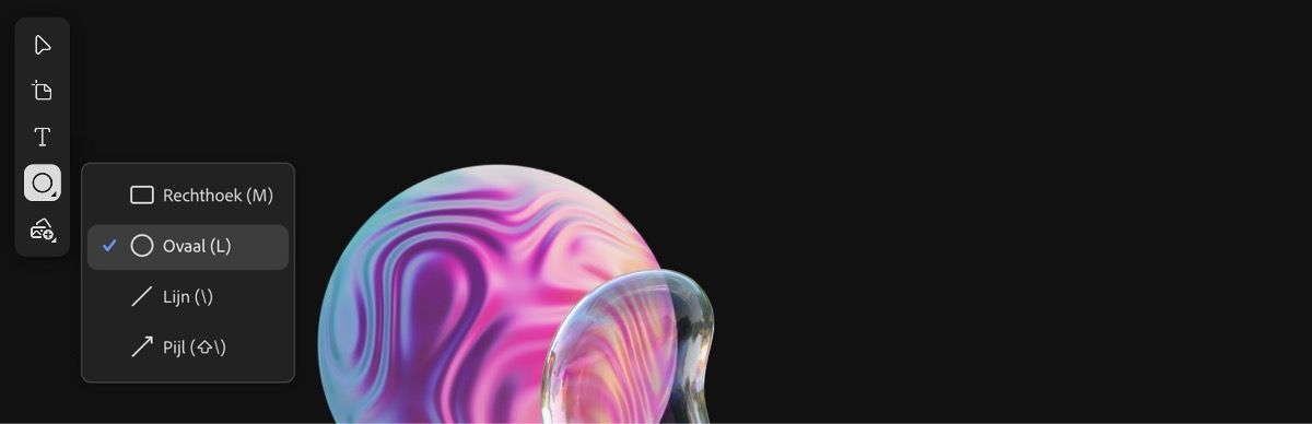 Er staan afbeeldingen op het canvas en er is een vorm toegevoegd. Het deelvenster Eigenschappen is geopend en biedt opties voor het bewerken van de eigenschappen.