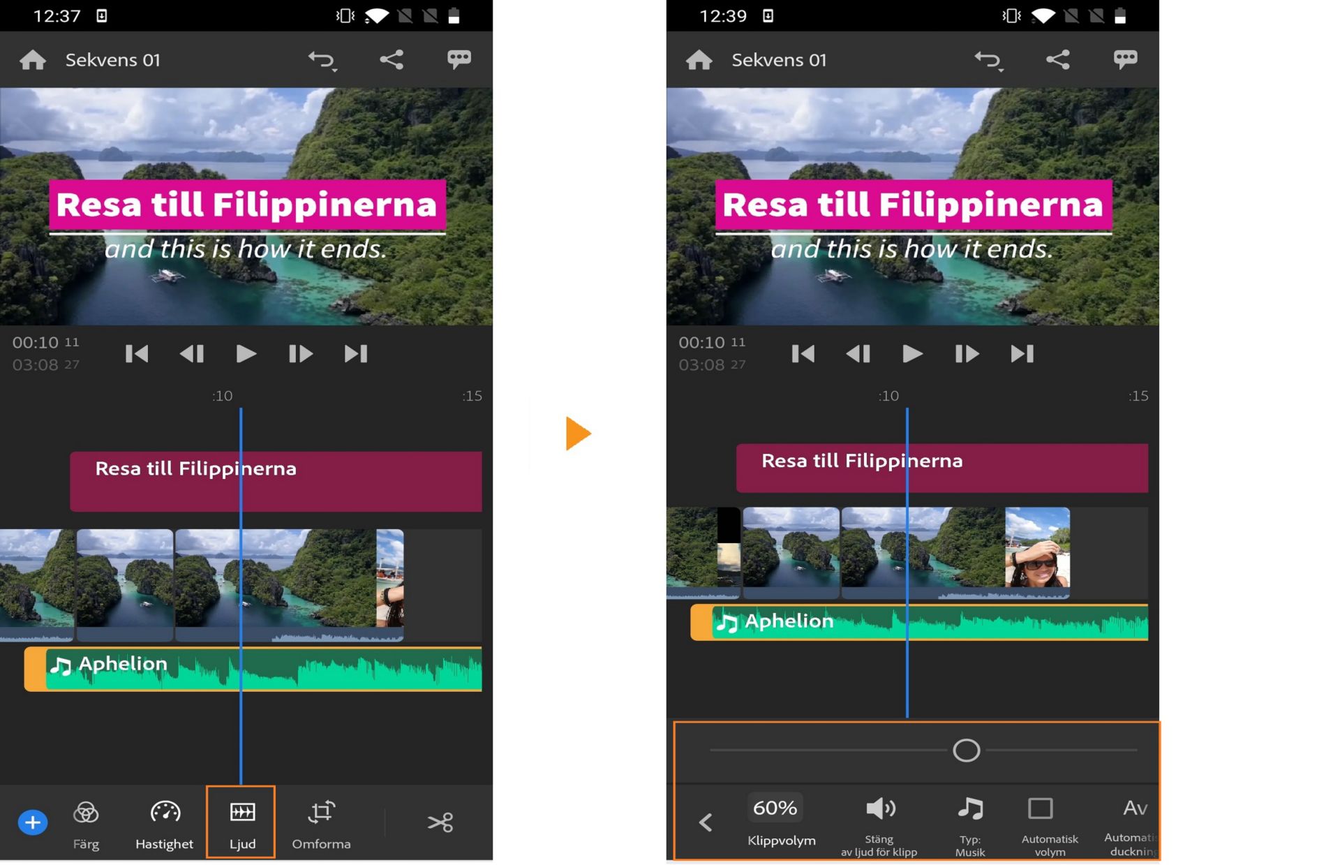 Lägga till och redigera ljud