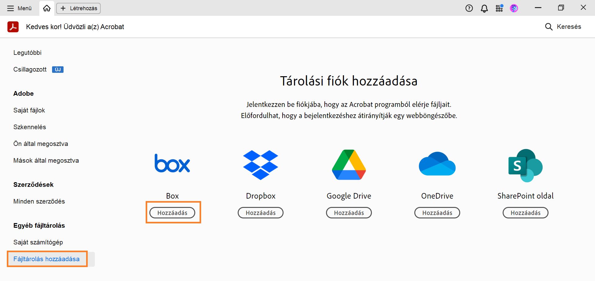 Box-fiók hozzáadása