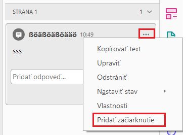 Pridať značku zaškrtnutia