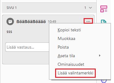 Lisää valintamerkki