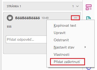 Příkaz Přidat zaškrtnutí