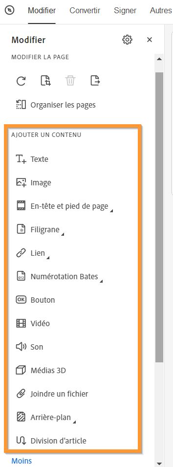 Ajouter du contenu au PDF - vue agrandie