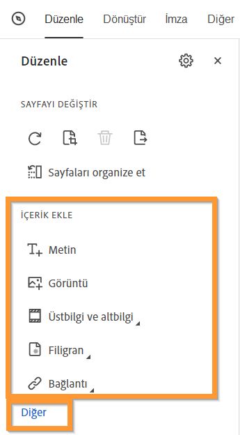 PDF'ye içerik ekleme - küçültülmüş görünüm