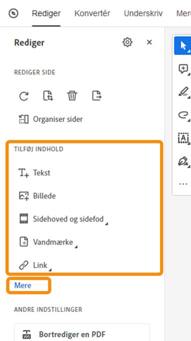 Føj indhold til PDF – minimeret visning