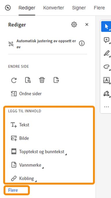 Legg til innhold i PDF – minimert visning