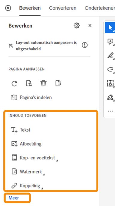 Inhoud aan de PDF toevoegen - geminimaliseerde weergave