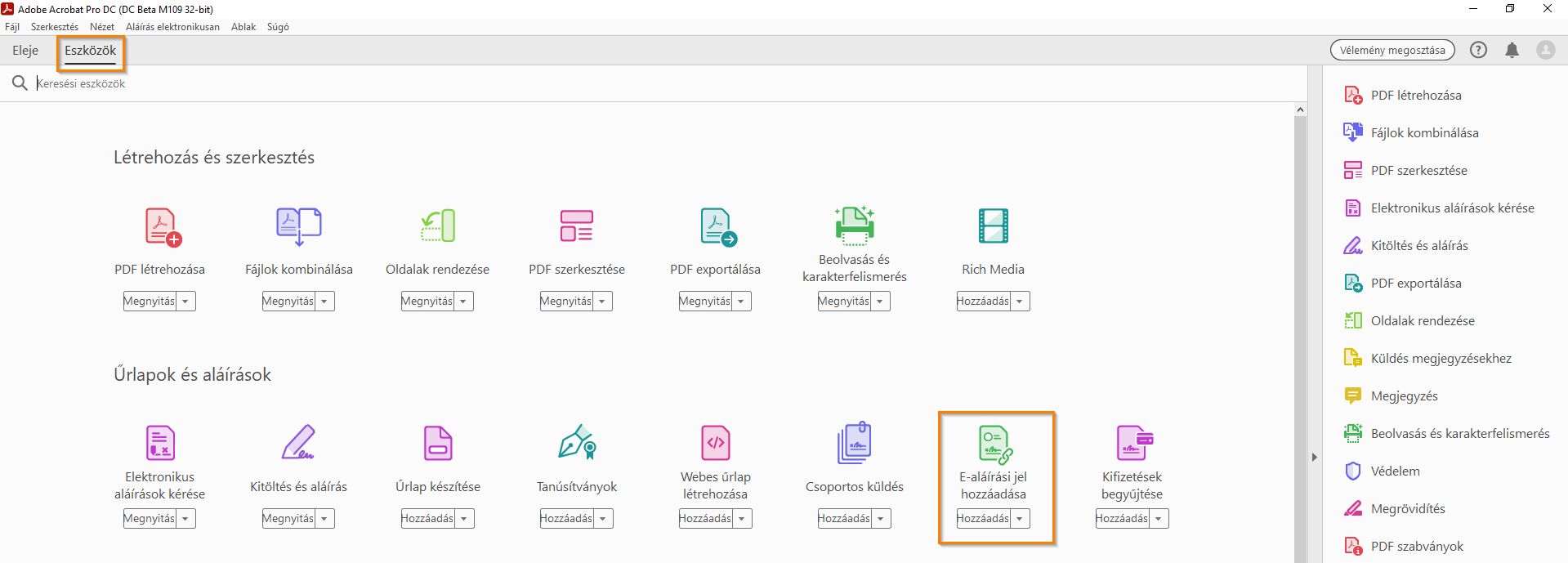 E-aláírási jel hozzáadása