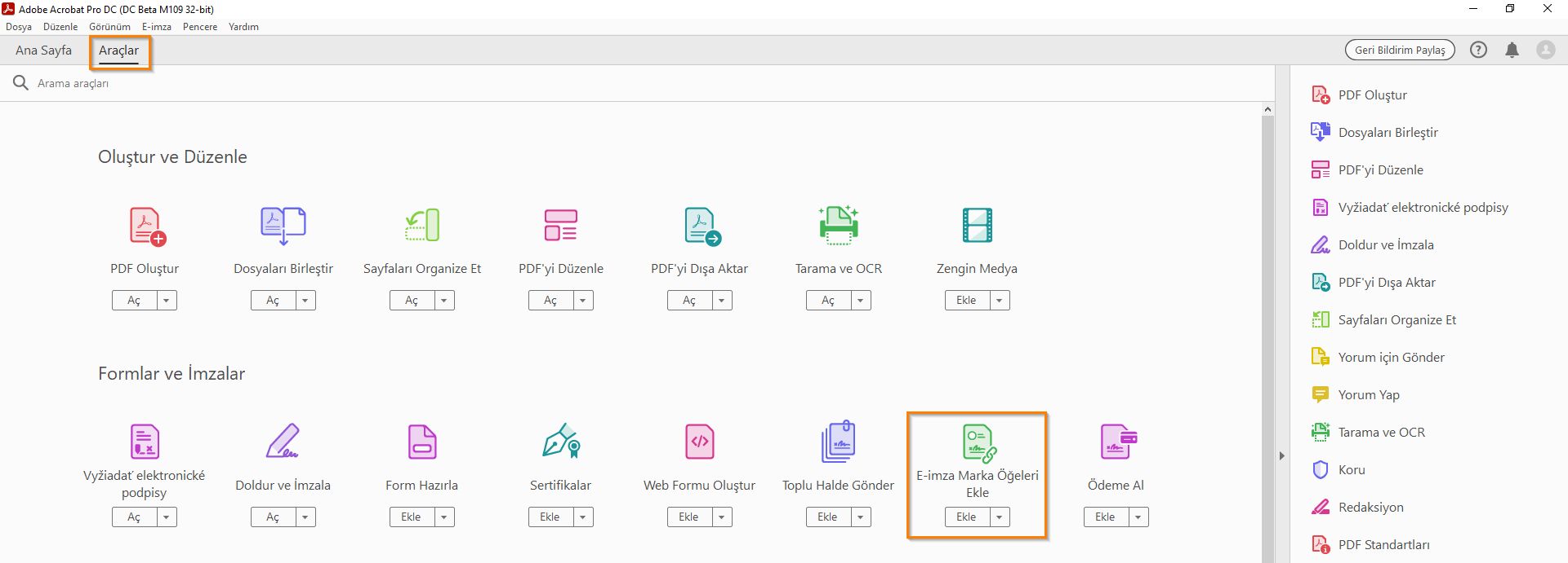 E-imza Marka Öğeleri Ekleme