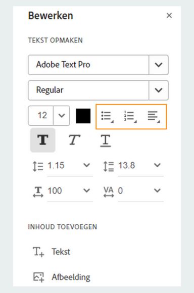 Lijst toevoegen of bewerken in een PDF