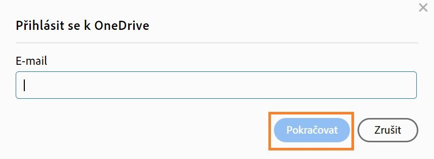 Zobrazí se dialogové okno Přihlásit se ke službě OneDrive