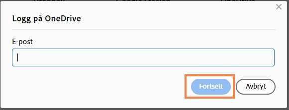 Dialogboksen med Logg på OneDrive vises