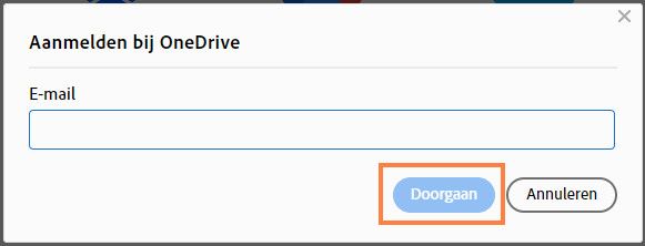 Het dialoogvenster Aanmelden bij OneDrive wordt weergegeven