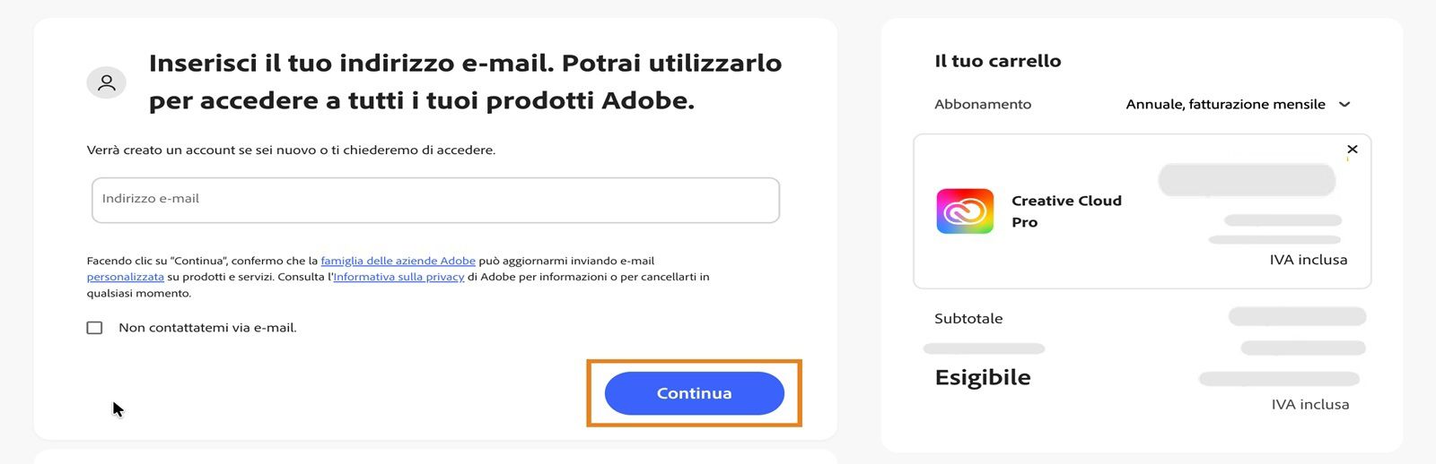 Modifica dati di pagamento e di fatturazione