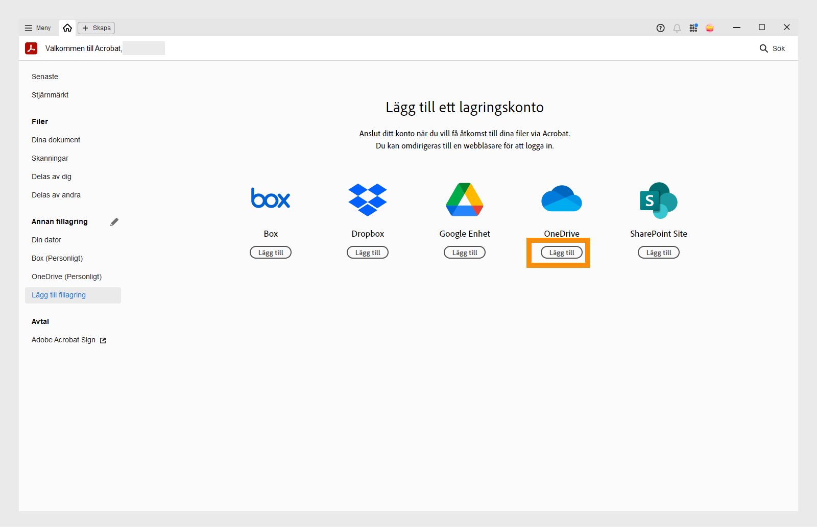 Lägga till ett OneDrive-konto