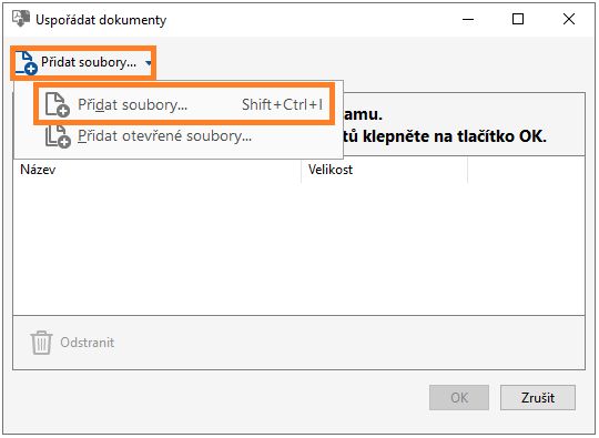 Výběr a přidání souborů