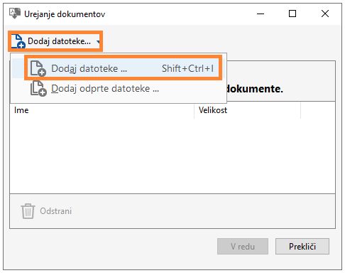 Izberite in dodajte datoteke