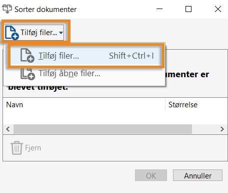 Vælg og tilføj filer
